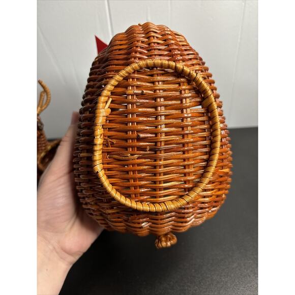 Vintage Nesting Deer Baskets Brown Wicker Reindeer Rattan Planter Weave Woven - Picture 15 of 16
